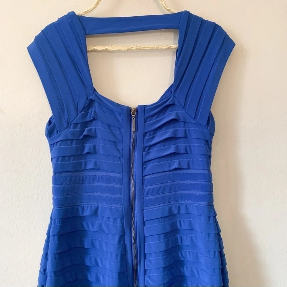 Adrianna Papell Blue Shutter Pleated Sheath Dress - Picture 6 of 8
